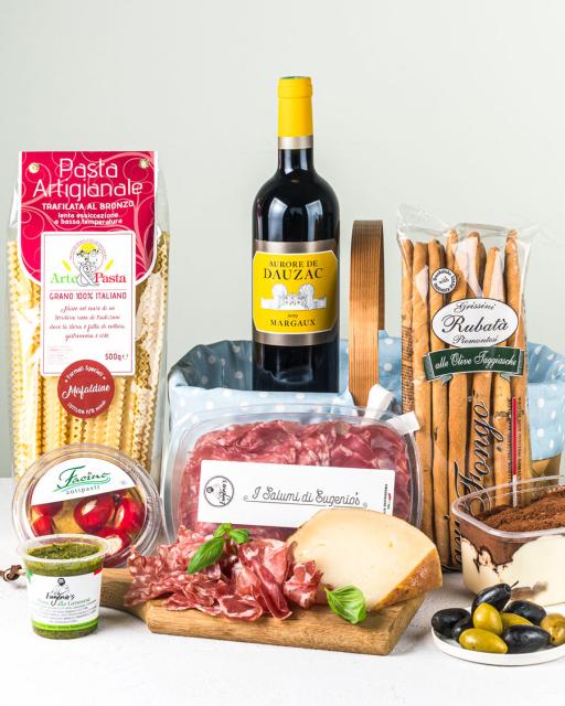 Medio gourmet box with Aurore de Dauzac red wine